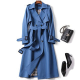 Trench classico lungo impermeabile da donna con cintura