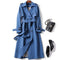 Trench classico lungo impermeabile da donna con cintura