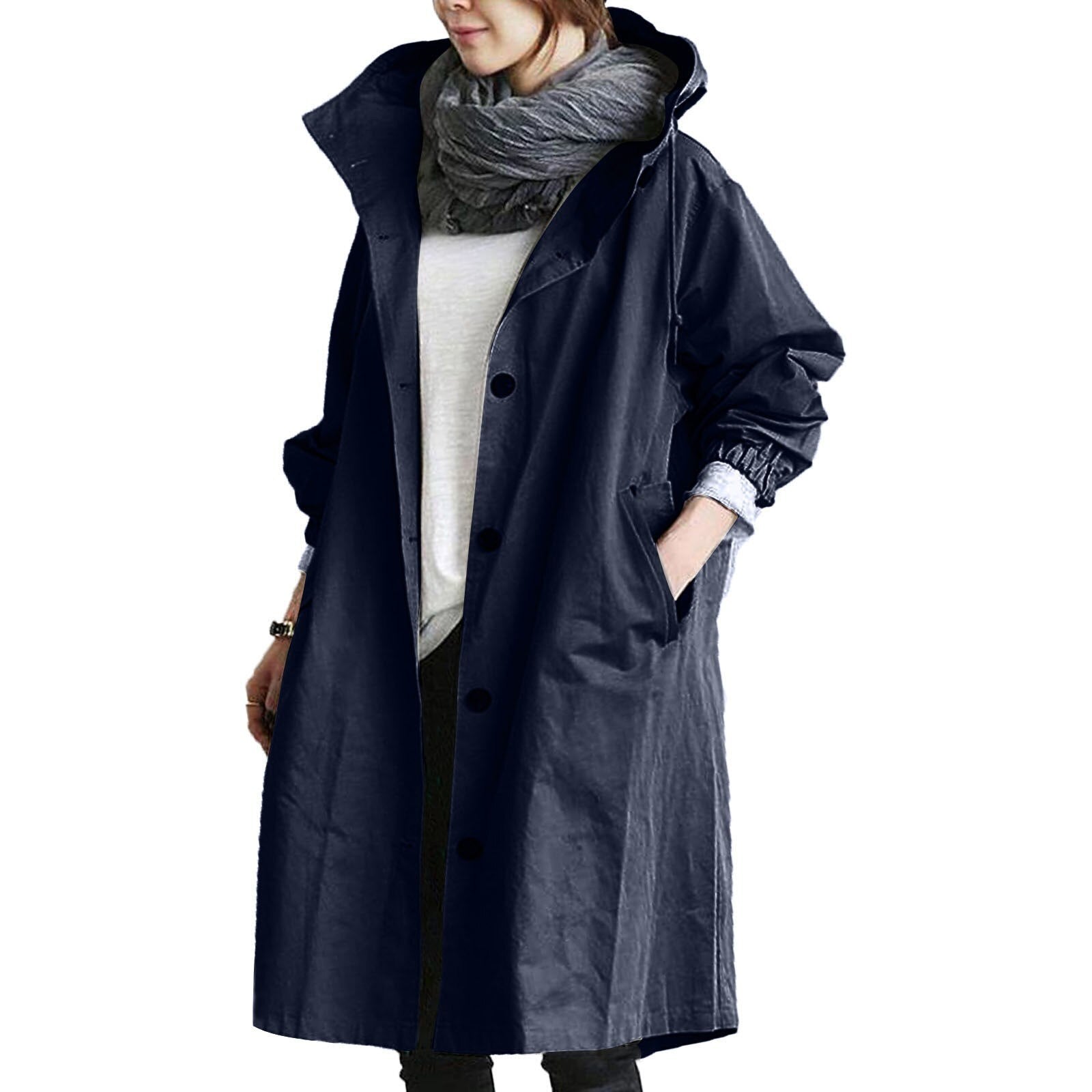 Cappotto lungo da donna dal taglio rilassato con collo alto