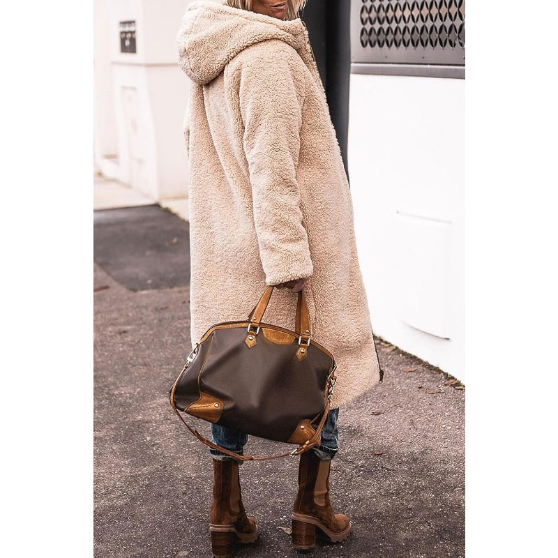 Cappotto lungo trapuntato da donna con cappuccio