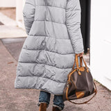 Cappotto lungo trapuntato da donna con cappuccio