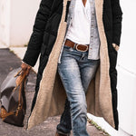 Cappotto lungo trapuntato da donna con cappuccio