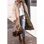 Cappotto lungo trapuntato da donna con cappuccio
