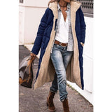 Cappotto lungo trapuntato da donna con cappuccio