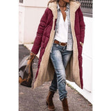 Cappotto lungo trapuntato da donna con cappuccio