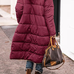 Cappotto lungo trapuntato da donna con cappuccio