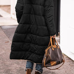 Cappotto lungo trapuntato da donna con cappuccio