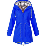 Parka lungo impermeabile da donna con cappuccio e vita regolabile