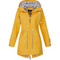 Parka lungo impermeabile da donna con cappuccio e vita regolabile