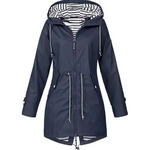 Parka lungo impermeabile da donna con cappuccio e vita regolabile