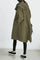 Trench lungo da donna con cappuccio e bottoni