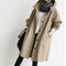 Trench lungo da donna con cappuccio e bottoni