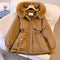 Cappotto invernale da donna con collo in pelliccia