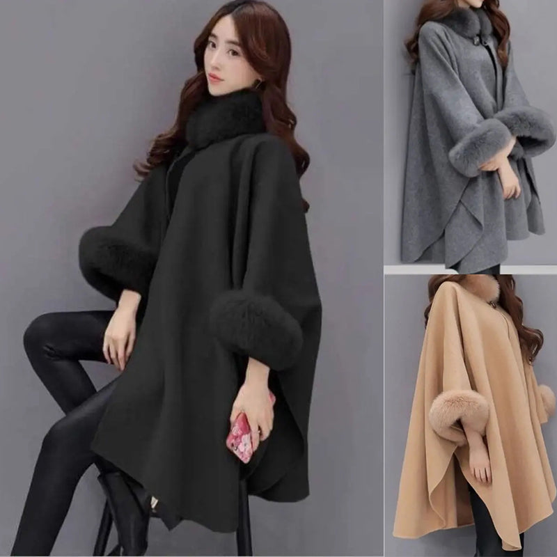 Mantella elegante da donna con collo alto e maniche ampie