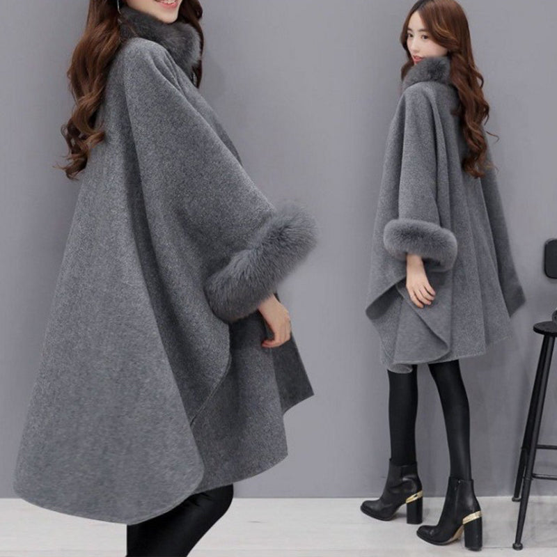Mantella elegante da donna con collo alto e maniche ampie