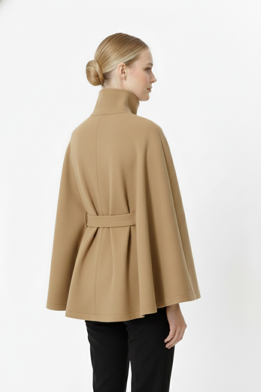 Cappotto a mantella elegante da donna con cintura
