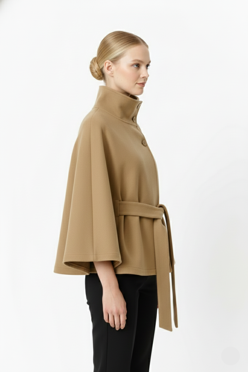 Cappotto a mantella elegante da donna con cintura