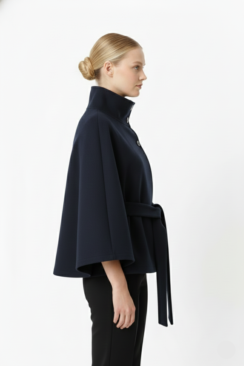 Cappotto a mantella elegante da donna con cintura