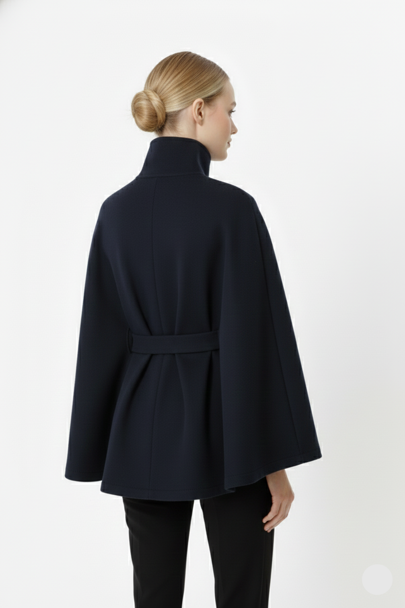 Cappotto a mantella elegante da donna con cintura