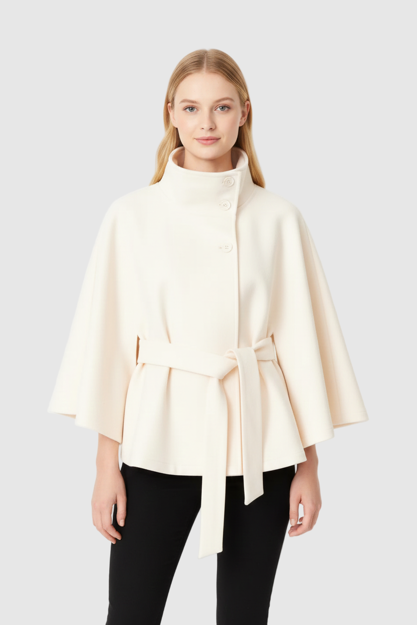 Cappotto a mantella elegante da donna con cintura
