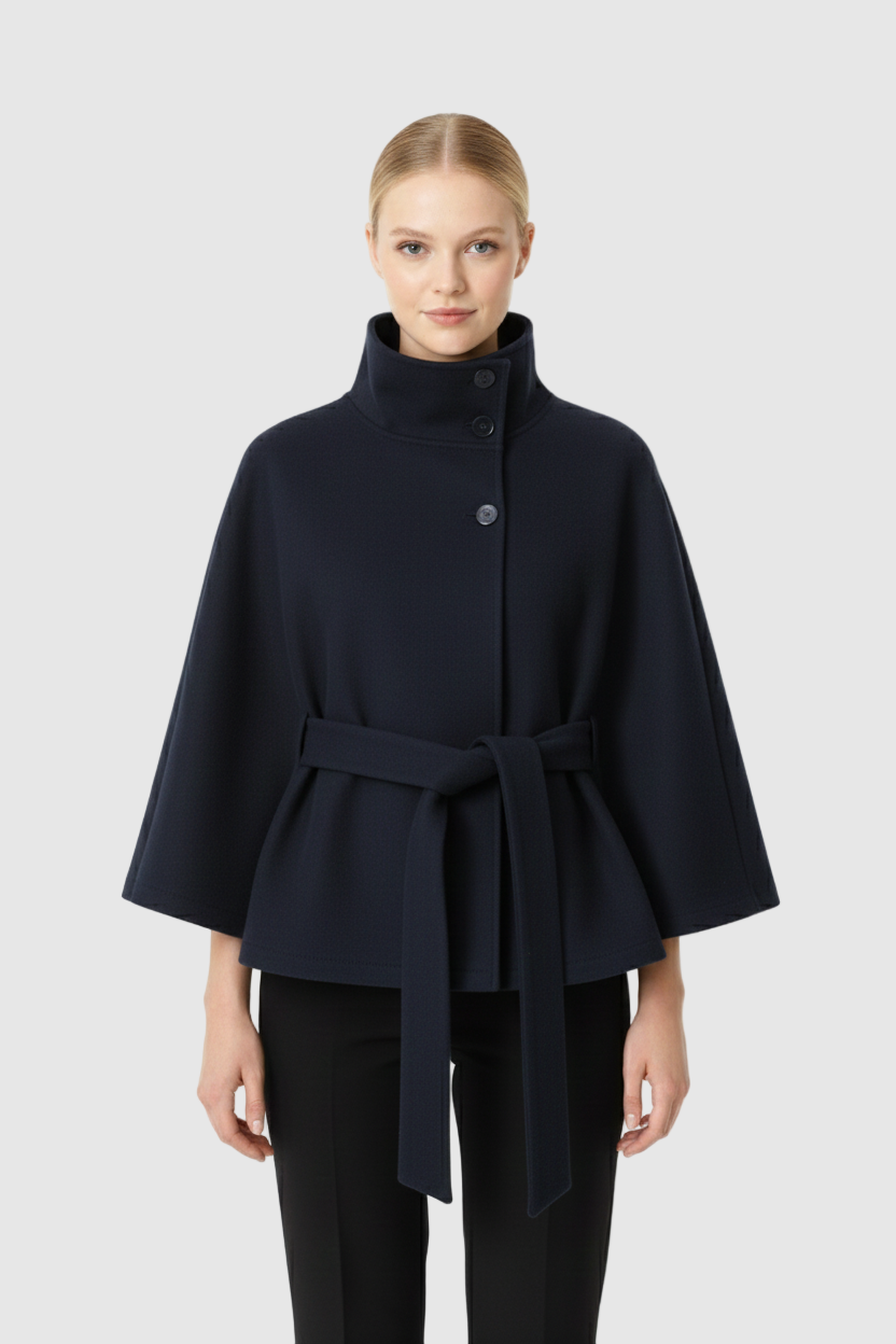 Cappotto a mantella elegante da donna con cintura