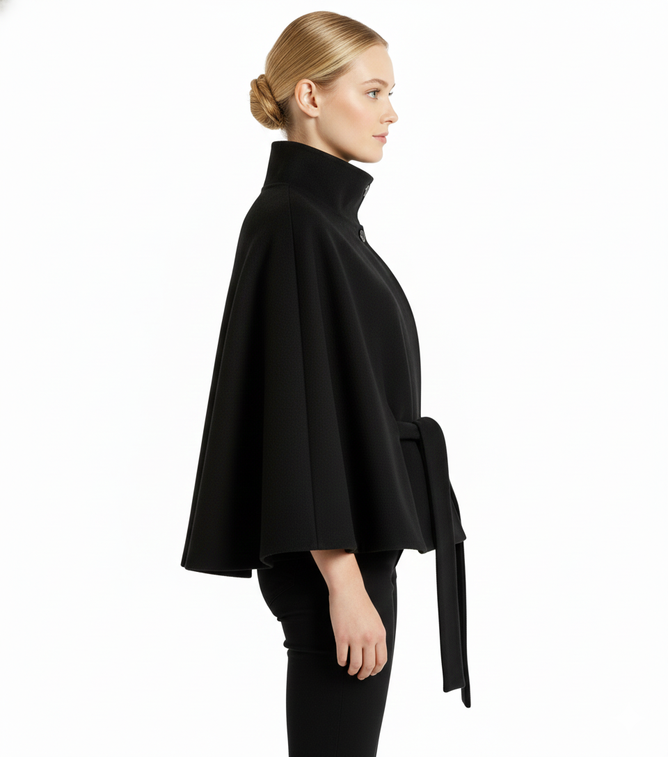 Cappotto a mantella elegante da donna con cintura
