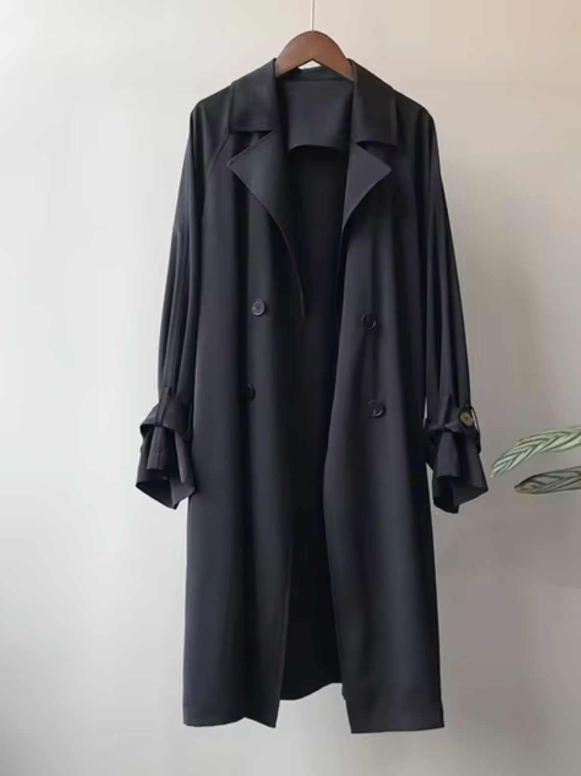 Cappotto trench lungo elegante da donna doppiopetto