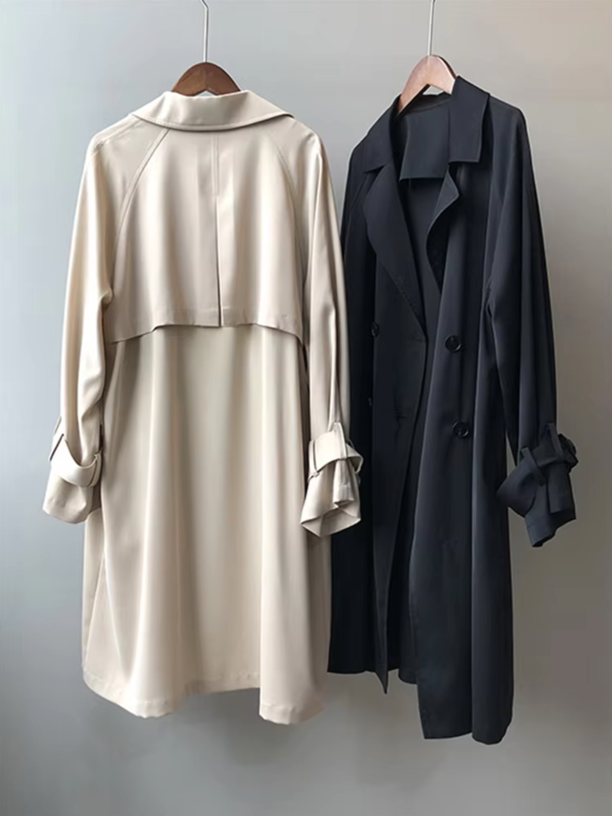 Cappotto trench lungo elegante da donna doppiopetto