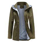 Trench impermeabile da donna con cappuccio removibile