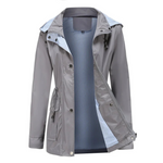 Trench impermeabile da donna con cappuccio removibile