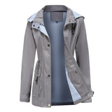 Trench impermeabile da donna con cappuccio removibile
