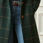 Cappotto lungo classico da donna a quadri