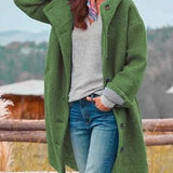 Cappotto lungo da donna con cappuccio e bottoni