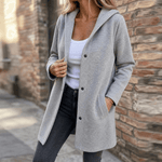 Cappotto da donna con cappuccio e bottoni