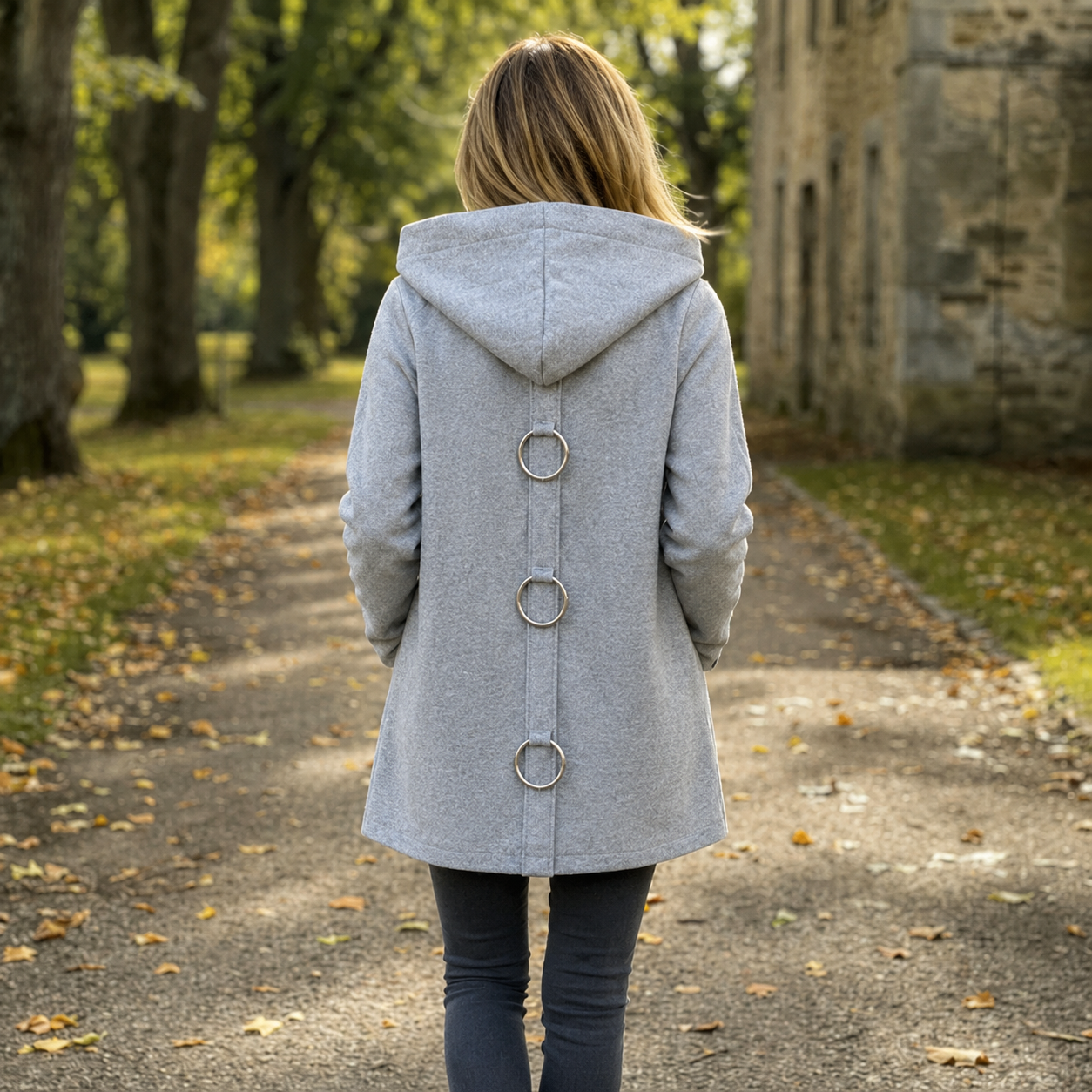 Cappotto da donna con cappuccio e bottoni