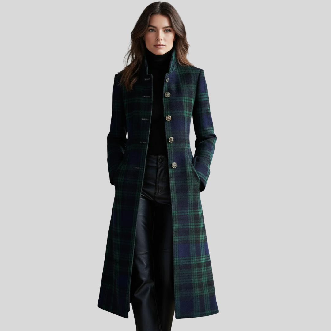 Cappotto da donna a quadri dal taglio strutturato