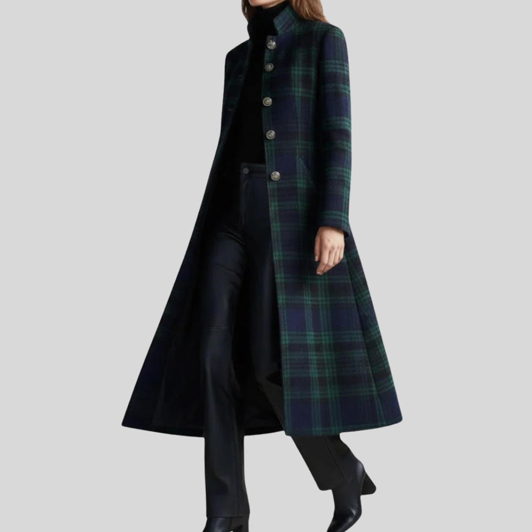 Cappotto da donna a quadri dal taglio strutturato