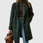 Cappotto lungo elegante da donna in tweed a quadri
