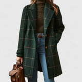 Cappotto lungo elegante da donna in tweed a quadri