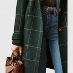 Cappotto lungo elegante da donna in tweed a quadri