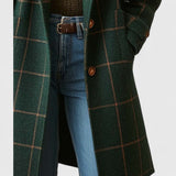 Cappotto lungo elegante da donna in tweed a quadri