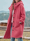 Cappotto invernale da donna con cappuccio, bottoni frontali e tasche