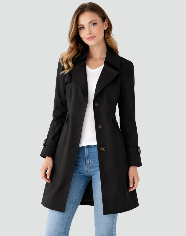 Trench da donna con collo classico e bottoni