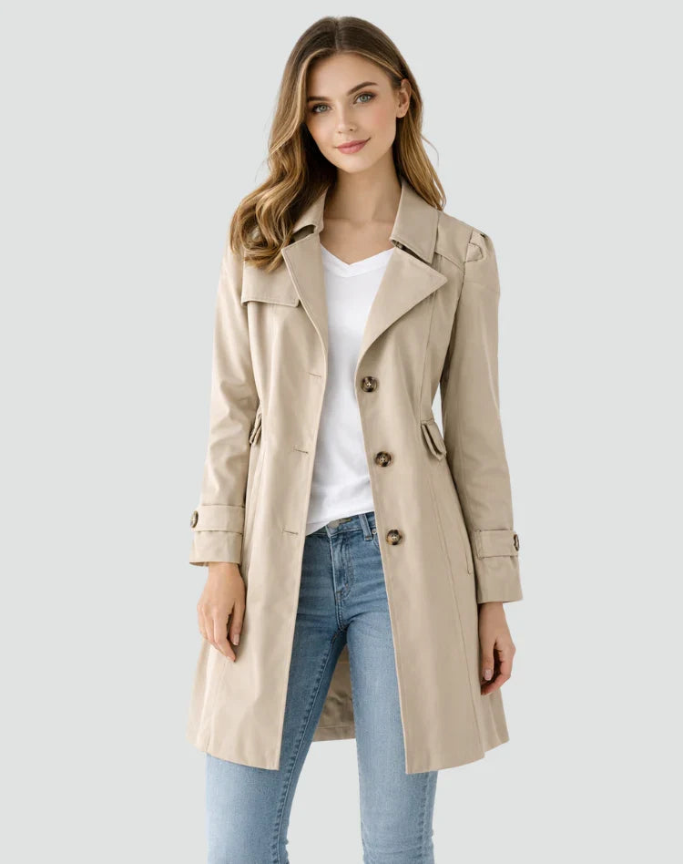Trench da donna con collo classico e bottoni