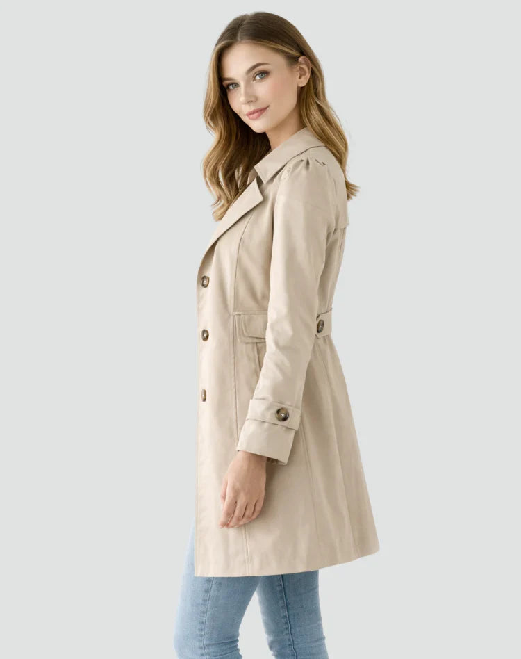Trench da donna con collo classico e bottoni