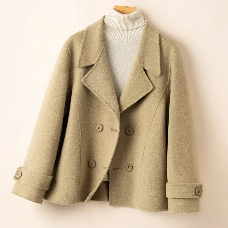 Cappotto da donna doppiopetto in misto lana