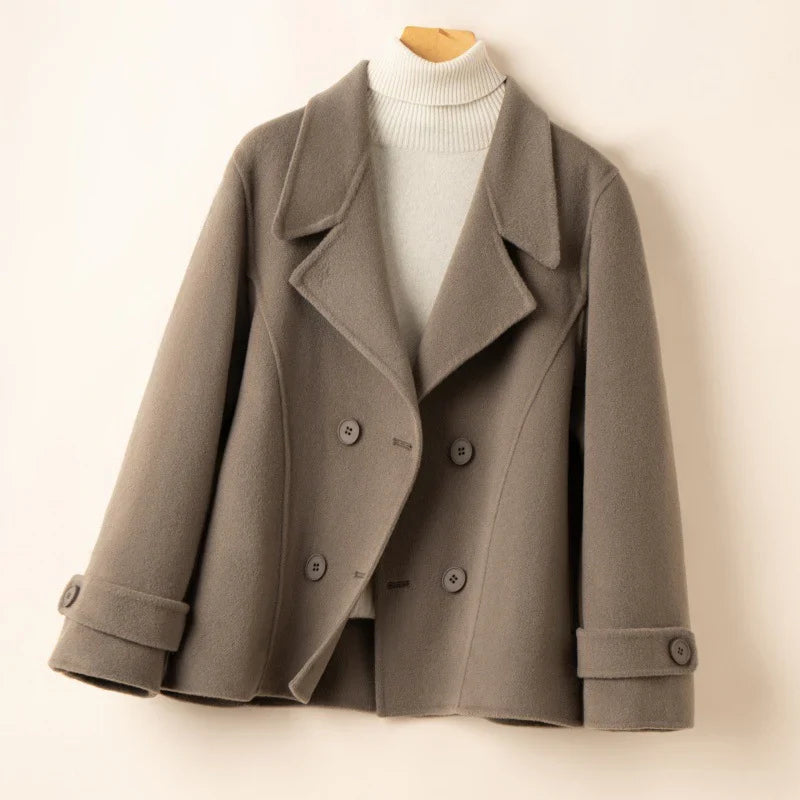 Cappotto da donna doppiopetto in misto lana