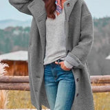 Cappotto invernale da donna con cappuccio, chiusura frontale e tasche