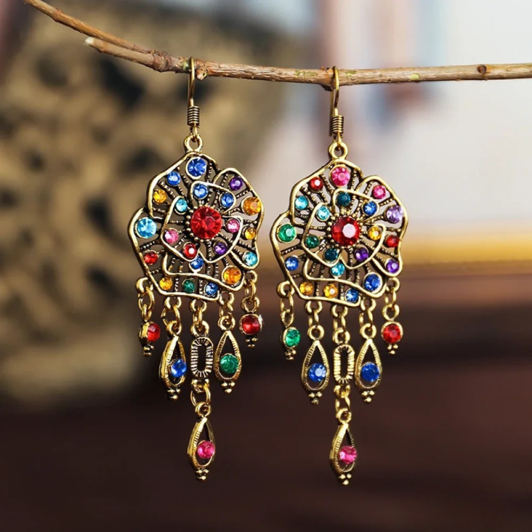 Orecchini mandala vintage multicolore – Immagine 1