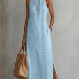 Jimena | Abito midi con collo alla Mao
